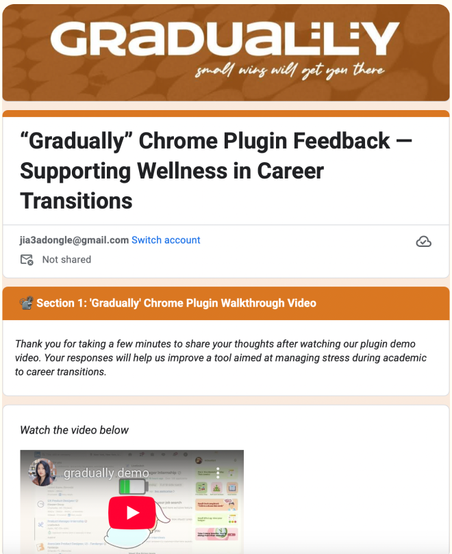 Gradually Chrome plugin feedback survey
