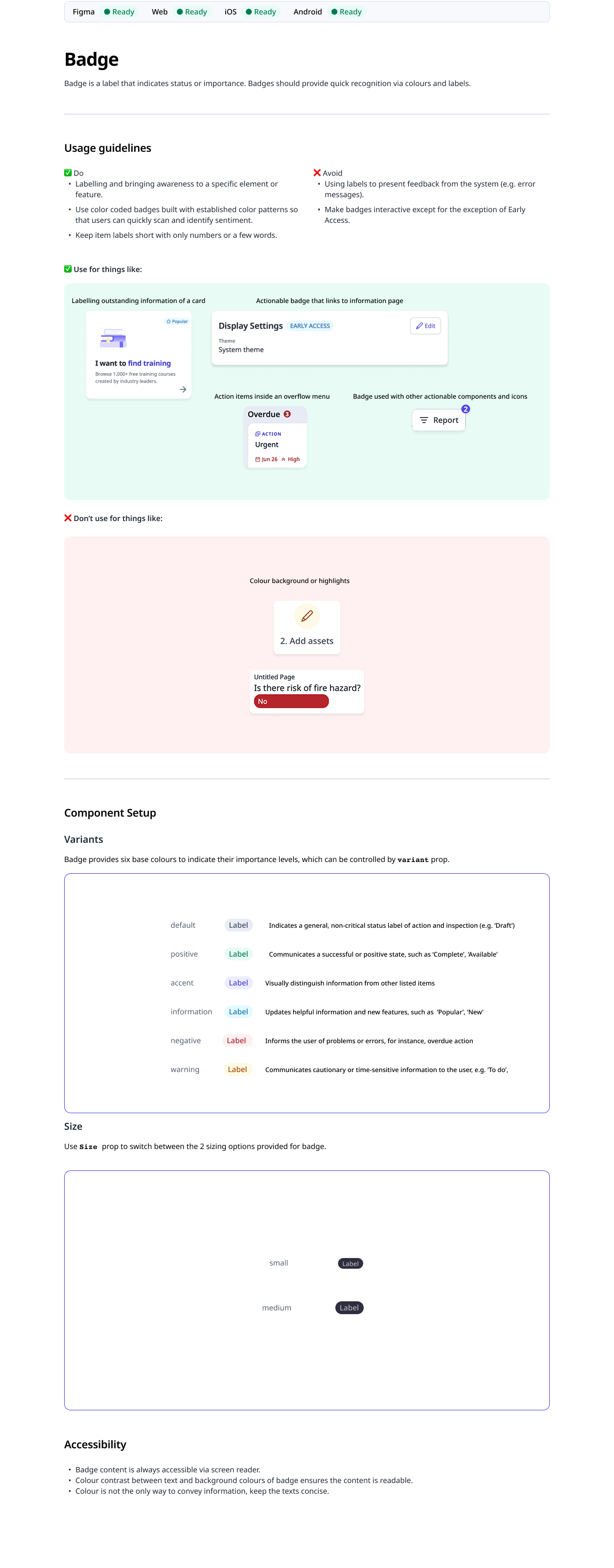Badge component documentation